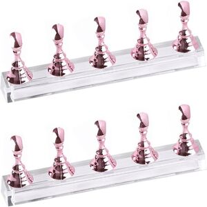 shopnbutik 2 PCS Nail Art Chessboard Holder Nail Sheet Acrylic Base Practice Stand(Pink)