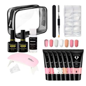 PolygelSverige Polygel Nagelkit med UV lampa Nail Gel Färg Set