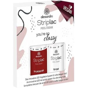 Alessandro Negle Striplac Peel Or Soak Sets Classy Set - Vegansk Striplac Shade Lipstick Red 5 ml + Striplac Top Coat 5 ml