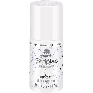 Alessandro Negle Striplac Peel Or Soak Tilbehør Top Coat - Vegan Black Glitter