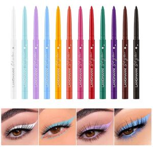 12 farver Eyeliner Sæt Matt Eyeliner Blyant Vandtæt Farverig Flydende Eyeliner Kit