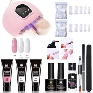 Poly Builder Gel Kit med UV-lampe til negle / Polygel Nail Art Multicolor