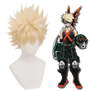 My Hero Academia Bakugou Katsuki Wig Blonde Parykker Med Bang Cosplay Party Anime Makeup Rekvisitter Gaver