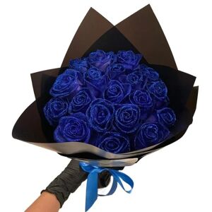 Glitter Rose Buket Blå Kunstige Rose Blomster Buket Evig skinnende Falske Roser Buket Kærlighedsgaver til Valentinsdag Gave, Jubilæum Blå Blue