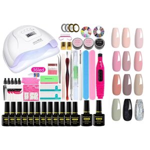 Nagelhuset Nail Gel Negle kit med UV lampe Neglelak Polygel Multicolor