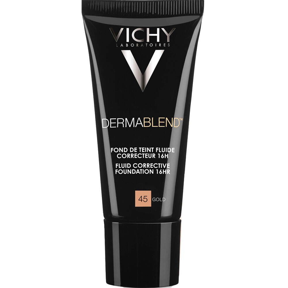 Vichy Dermablend Base de maquillaje fluida correctora SPF28 de alta cobertura 30mL 45 Gold