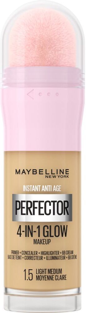 Maybelline Instant Age Rewind Perfector 4 en 1 Glow Primer, Concealer, Highlighter, BB Cream 20mL Light Medium