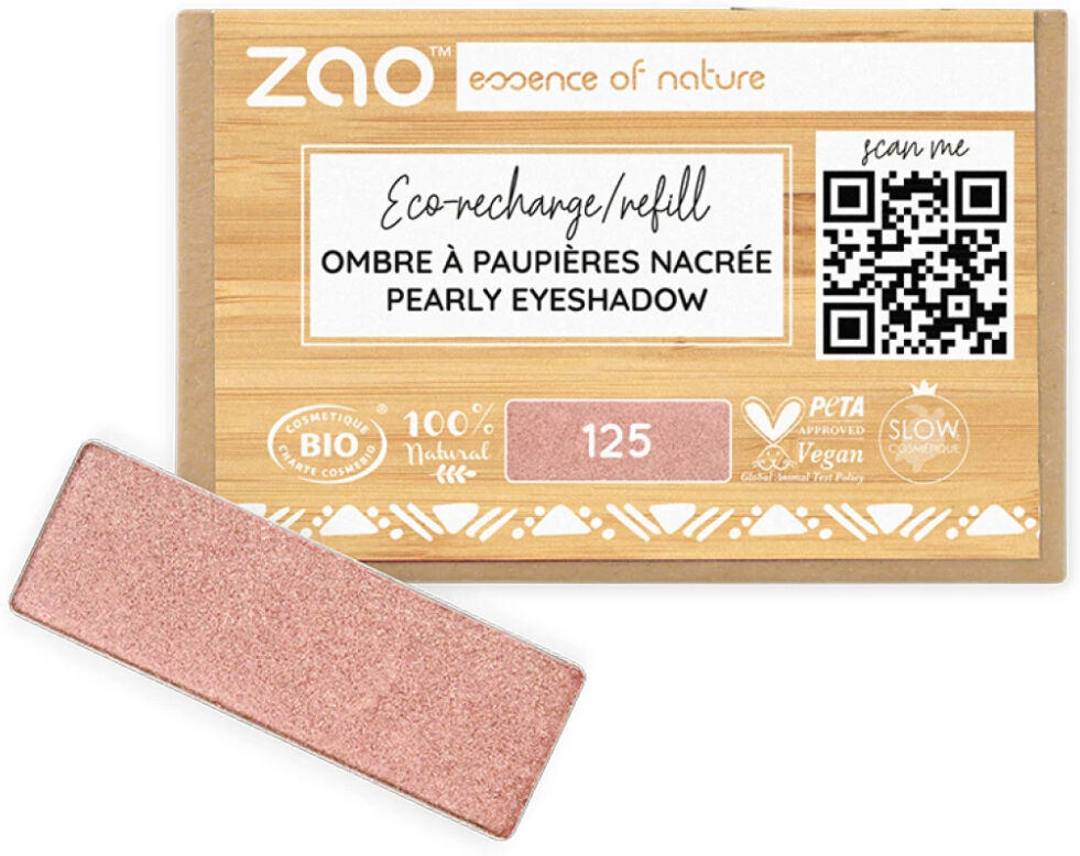 Zao Make-up Recarga de sombra de ojos nacarada rectangular 125 Rose Sunshine