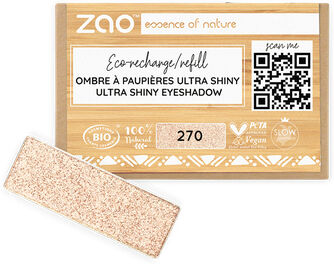 Zao Make-up Recarga de sombra de ojos ultra brillante rectangular 270 Champagne Nacré