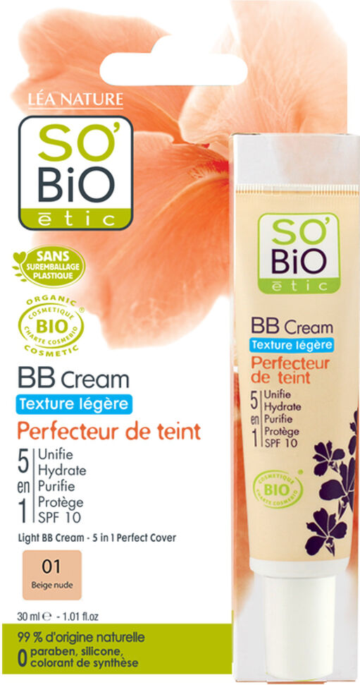 SO'BiO étic BB-crema textura ligera Perfecteur de Teint FPS 10 - 01 Beige Nude