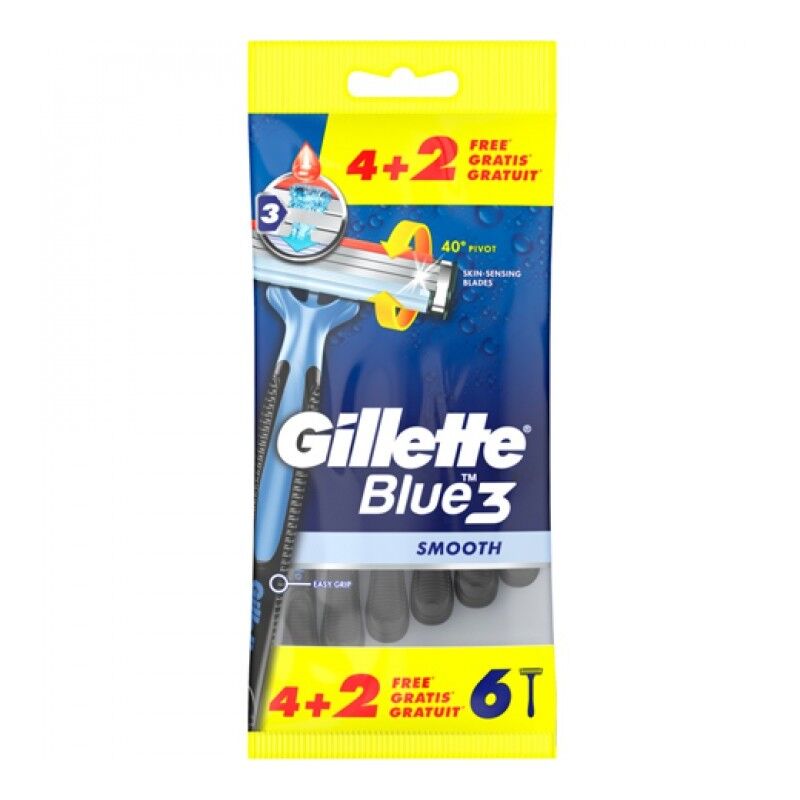Gillette Blue3 Kertak&auml;ytt&ouml;iset Black Partakoneet 6 kpl Kertak&auml;ytt&ouml;iset partah&ouml;yl&auml;t