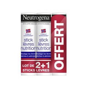 Neutrogena ® Trio Sticks Levres (2 Achetes le 3Ème Offert) Stick de 3 X 4,8 g - Lot 3 x 4,8 g