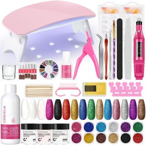 COSCELIA Poudre Acrylique Décoration d'Ongles Poudre Pailletée et 120ML Liquide Acrylique pour Extension d'Ongles Nail Builder Décoration Manucure Nail Art DIY Set - Publicité