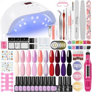 Nail Art Gel pour Extension d Ongles 36W Lampe à Ongles Perceuse à Ongles 10PC Vernis à Ongles Gel avec Couche de Base Mat Top Nail Design Kit de Manucure