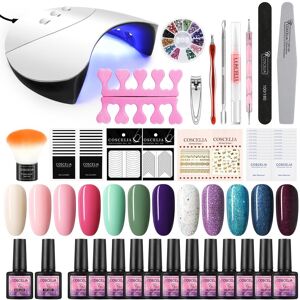 Ensemble de gels à ongles 36 W Lampe sèche-ongles 12 pièces Vernis à ongles gel Soak Off UV LED Base de gel semi-permanente pour manucure Gel durable Outils d art des ongles