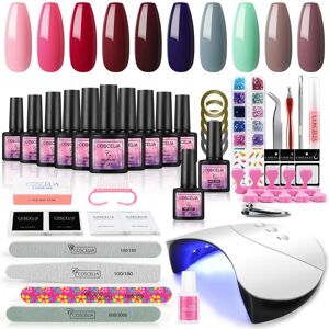 Kit de manucure pour ongles Kit de vernis à ongles gel 36W LED Kit de lampe sèche-ongles vernis à ongles semi-permanent tremper la couche de finition de base ensemble d outils d art des ongles