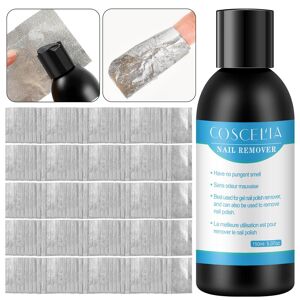 COSCELIA 200pc Aluminium Papier d’aluminium Enveloppements d’ongles Ensemble d’outils de manucure 150ml Liquide de suppression d’ongles pour gel d’ongles polonais dissolvant d’ongles d’art de nettoyant outils de soins - Publicité