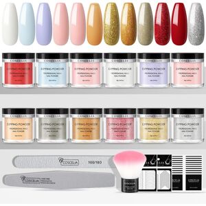 Poudre de trempage pour ongles Poudre de paillettes pour ongles avec activateur de poudre de trempage pour ongles Kit de couche de finition de base Outils de manucure pour Nail Art Ensemble de conception de bricolage pour tremper les ongles