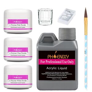 Ensemble d'outils de poudre acrylique d'ongle de PHOENIXY ensemble d'outils de trempage sculptant la poudre de cristal Poly Gel pour le constructeur d'extension d'ongle ensemble d'ongle liquide acrylique Acrylique Nail - Publicité