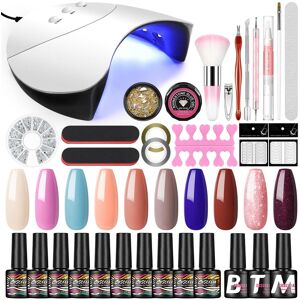 10pc Gel Vernis À Ongles Soak Off UV Gel Vernis Longue Durée Nail Art Vernis Gel À Ongles Laque avec 36W Sèche-ongles Lampe Manucure Ensemble