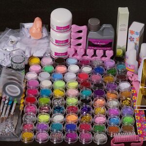 PHOENIXY Kit d'ongles en acrylique pour outils de manucure Conseils d'art acrylique pour ongles Poudre Brosse liquide Glitter Clipper Primer Glitter Décoration Nail Art Design Supplies - Publicité