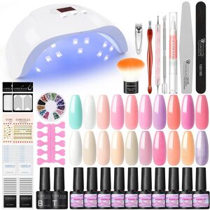 20pc vernis à ongles avec lampe à LED UV ensemble de manucure pour ongles ensemble d outils Kit de Gel d art d ongle et couche de finition de Base