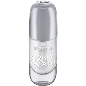 essence Vernis à ongles gel n° 01 gloss 'N ROLL transparent, résultat express, durable, couleur intense, lisse, brillant, sans acétone, végétalien, sans particules de microplastiques (8 ml) - Publicité