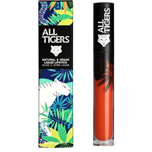 ALL TIGERS Rouge à Lèvres Liquide Mat Tenue Longue Durée Ingrédients Bio, Vegan & Naturel Teinte Orange Corail "Hear Me Roar" 785 Lipstick Longue Tenue et Sans Dérivé de Pétrochimie - Publicité