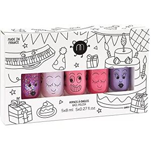 Nailmatic Kids Coffret Vernis Roses Enfant 5 Vernis à l'eau pour Fille & Garçon Maquillage Enfant 3 Ans et + Onglerie Fille Vernis Paillettes - Publicité