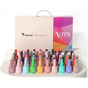 V VENALISA VENALISA Lot de vernis à ongles en gel shellac, à UV, avec 65 couleurs, top coat, base coat et primer, design pour débuter dans un salon de manucure - Publicité