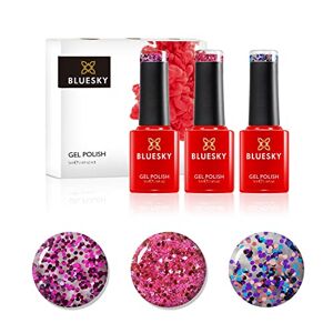 BLUESKY Ensemble de vernis à ongles  Gel, Glitters, Cuba Sum1918, Rio de Janeiro SUM1917, Ibiza Sum1916, 3 x 5 ml, rose, bleu, violet (nécessite de curoter UVP) - Publicité