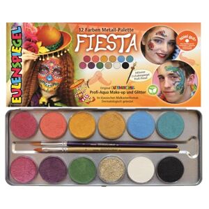 Eulenspiegel 212233 Palette de Maquillage Fiesta, 12 Couleurs, 2 pinceaux, Kit de Maquillage Vegan, Maquillage pour Enfants, Carnaval [Exclusivité Amazon] - Publicité