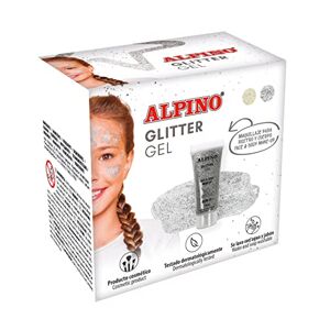 Alpino Glitter Gel Fiesta couleur argent format unicolor de 6 unités  Gel pourpre avec base transparente   Maquillage liquide pour le visage pour les fêtes, Carnaval, Halloween - Publicité