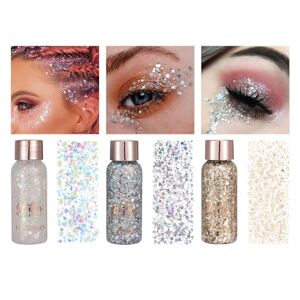 CHSEEO 3 Couleurs Holographiques Paillettes Visage, Mermaid Sequins Durable Gel Chunky Paillettes Liquide Fard Paupières Pour Corps/Cheveux/Ongles/Lèvres, Glitter Cosmétiques Maquillage Décoration #1 - Publicité