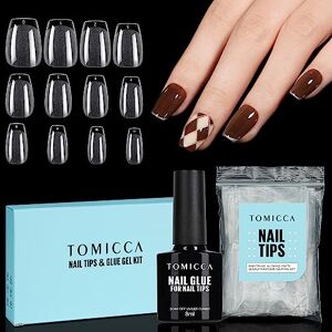 TOMICCA Kit Capsule Pose Americaine Ongles, 240 PCS Capsules Ongle Carré  Court,A
