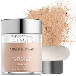 Physicians Formula Mineral Wear® Loose Powder Spf 16 Fond De Teint Minéral En Poudre SPF16 Diminue l'Apparence des Imperfections et Offre Un Fini Doux et Satiné Vegan Crème Naturel, 12gr - Publicité