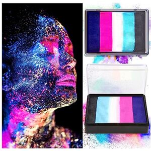 Teekerwan Tikelwan 5 couleurs Aqua activé UV visage body painting Neon Rainbow face Paint UV Night Light Fluorescent noir mat Split cake, Halloween Noël body painting, 30g / 1.06 oz (01) - Publicité