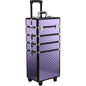 Homcom Trolley per Make Up Professionale in Alluminio Viola con Valigetta Removibile 33.5 x 23 x 76/95.5cm