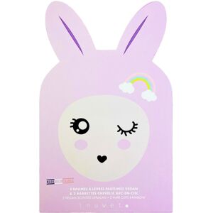 inuwet - confezione deluxe paper bunny - 3 balsami labbra idratanti e 2 mollette per capelli - vegan, naturale, made in france set 3 g female uomo