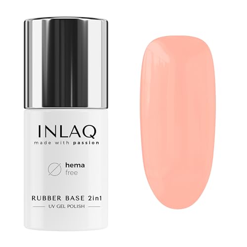 INLAQ ® 2 in 1 Rubber Base Gel Nagellak UV HEMA Free Nude 6 ml Gel Nagellak tot 95% Dekking   Base Coat Gel voor Nagellak UV Harde gel voor nagels Basisgel