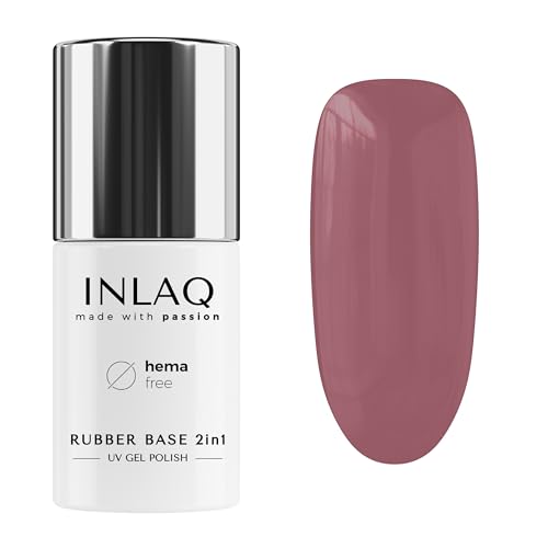 INLAQ ® 2 in 1 Rubber Base Gel Nagellak UV HEMA Free Blush 6 ml Gel Nagellak tot 95% Dekking   Base Coat Gel voor Nagellak UV Harde gel voor nagels Basisgel