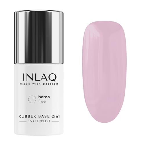INLAQ ® 2 in 1 Rubber Base Gel Nagellak UV HEMA Free Lilly 6 ml Gel Nagellak tot 95% Dekking   Base Coat Gel voor Nagellak UV Harde gel voor nagels Basisgel