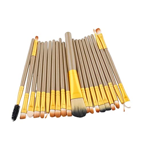 JIMNOO Set van 10 of 20 make-up kwasten Set make-up kwasten Set make-up kwasten Tool Kit Eyeliner Beauty kwastenset (Color : Brown-gold, Size : One size)