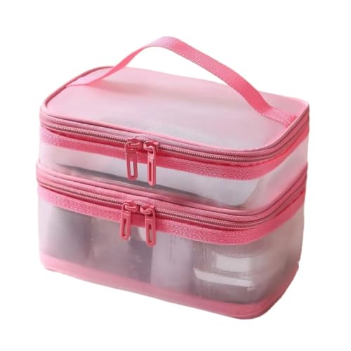 GUYANA Cosmetische tassen grote capaciteit mesh make-up tas, reizen cosmetica organizer, vrouwen make-up tas, dubbellaagse cosmetische tassen, E, Eén maat