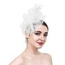 Fiauli Fascinator Hoed Decoratieve Mooie Cocktail Prom Party Fascinator Hoed Wit