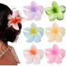 BAWUTZ Bloemenhaarclip, 6 stuks bloemenhaarclips, Plumeria bloem haarklauw clips, klauw clips voor dik haar, antislip haarclips, Hawaiiaanse bloem klauw clips (A)