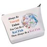 WZMPA Grappige Koi Fish Cosmetische Make-up Tas Koi Fish Lover Gift Altijd Jezelf Tenzij Je Een Koi Fish Dan Altijd Een Koi Fish Make Rits Pouch Bag Voor Vrouwen Meisjes, Be A Koi Fish