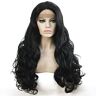 JS Wigs Synthetische pruik met kant voor dames, lange krullend, zwart, beroemdheidspruiken