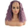 Wigs Synthetische Lace Front Pruiken, Afro stijl midden lace front pruik synthetisch haar Dames hittebestendige synthetische paarse pruik,18 inches