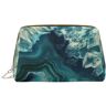 BREAUX Heldere Aqua Blue Print Organizer, Lederen Clutch Rits Cosmetische Tas, Draagbare Cosmetische Tas (Groot), Helder Aqua Blauw, One Size, Heldere Aqua Blauw, Eén maat